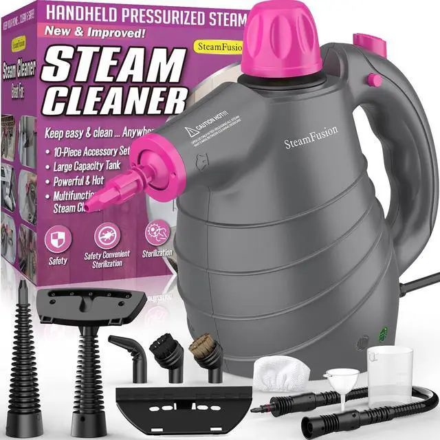 Main image of Handheld Steam Cleaner with 10pcs Accessories&Safety Lock, Multi-Purpose Natural Deep Cleaning Steamer, Multi-Surface Steamer for Cleaning Home, Car, Upholstery, Grout, Grime and Grease