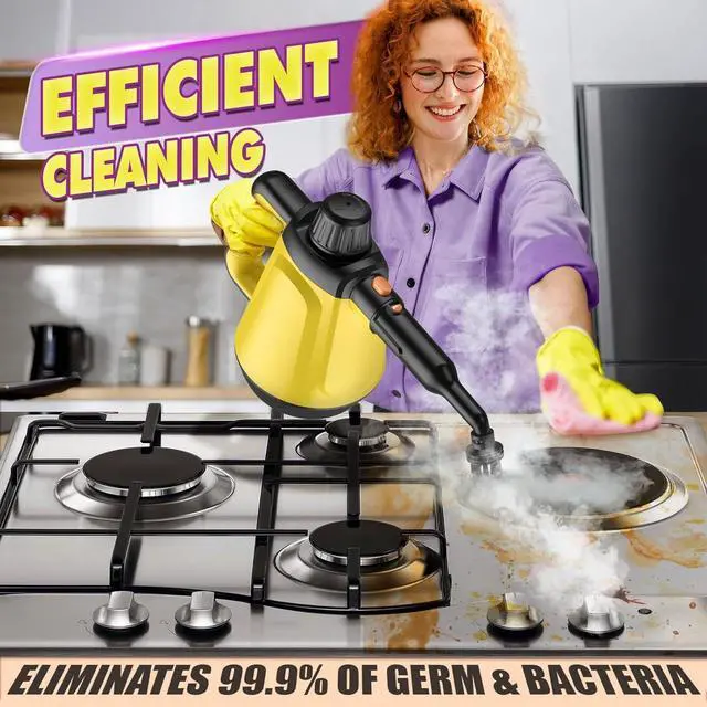 Alt view image 2 of 7 - Natural Multi-Surface Handheld Steam Cleaner with 10 Accessories, 13OZ Pressurized Multipurpose On Demand Steam Cleaner for Home, Steamer for Cleaning Dirt, Grease, Grout, Tile, Floor, Couch and Car