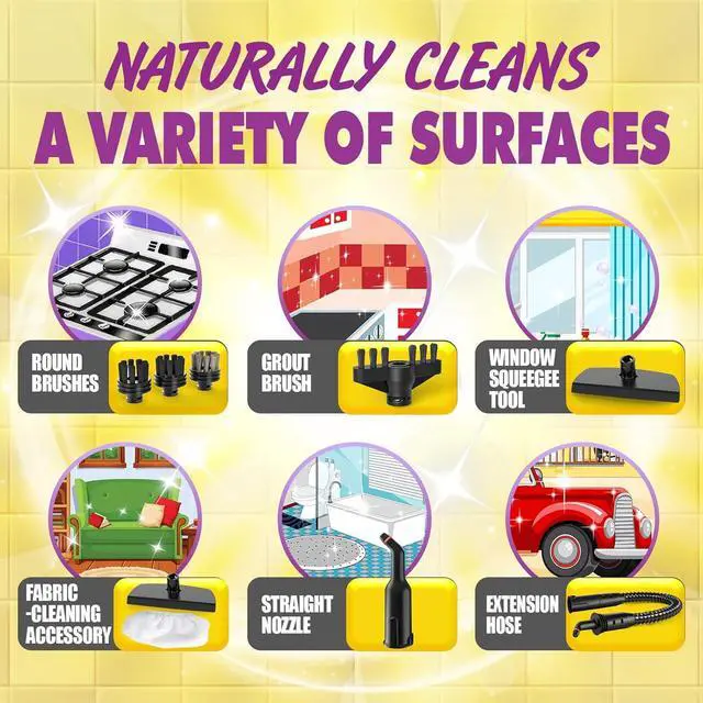 Alt view image 6 of 7 - Natural Multi-Surface Handheld Steam Cleaner with 10 Accessories, 13OZ Pressurized Multipurpose On Demand Steam Cleaner for Home, Steamer for Cleaning Dirt, Grease, Grout, Tile, Floor, Couch and Car