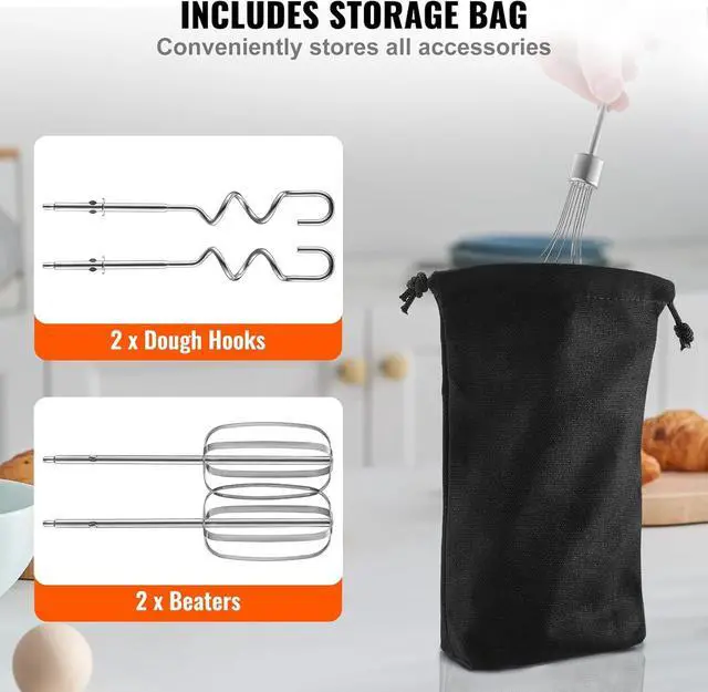 Alt view image 4 of 7 - Cordless Electric Hand Mixer,100W, Continuously Variable Electric Handheld Mixer, with Turbo Boost Beaters Dough Hooks Storage Bag, Baking Supplies for Whipping Mixing Egg Cookie Cake Cream