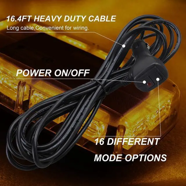 Alt view image 5 of 6 - 2pcs 48LED Roof Top Strobe Lights, High Visibility Emergency Safety Warning LED Mini Strobe Light bar with Magnetic Base for 12-24V Snow Plow, Trucks, Construction Vehicles (Amber)