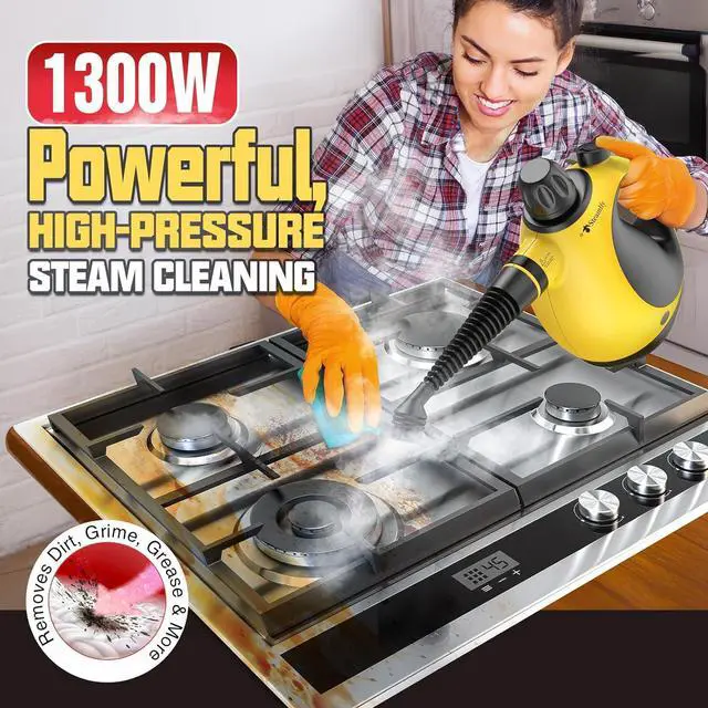 Alt view image 3 of 7 - Pressurized Handheld Steam Cleaner for Home, Multi-Surface Steamer with 12 Accessories, 12.8oz Natural Steamer for Cleaning Car, Bathroom, Shower, Upholstery, Grout, Window, Grime, Grease