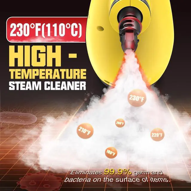 Alt view image 2 of 7 - Pressurized Handheld Steam Cleaner for Home, Multi-Surface Steamer with 12 Accessories, 12.8oz Natural Steamer for Cleaning Car, Bathroom, Shower, Upholstery, Grout, Window, Grime, Grease