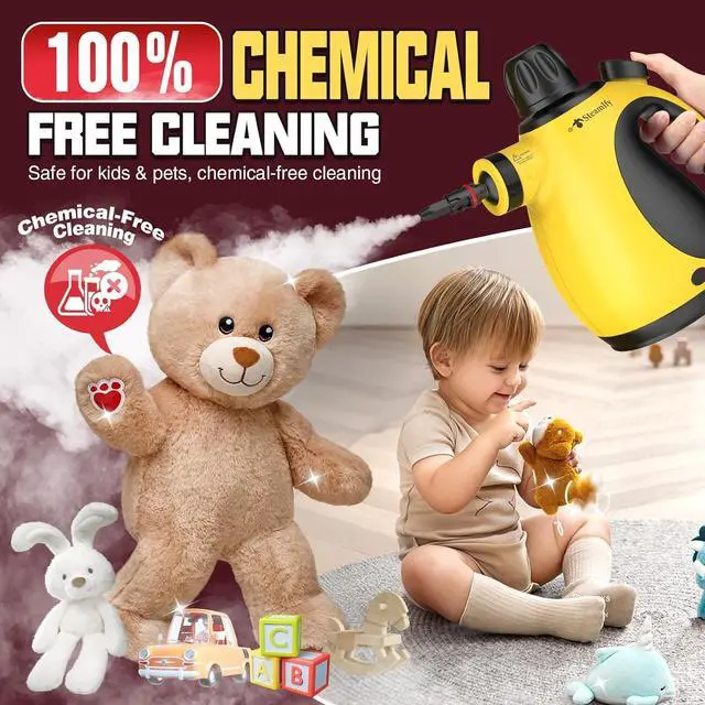 Alt view image 5 of 7 - Pressurized Handheld Steam Cleaner for Home, Multi-Surface Steamer with 12 Accessories, 12.8oz Natural Steamer for Cleaning Car, Bathroom, Shower, Upholstery, Grout, Window, Grime, Grease