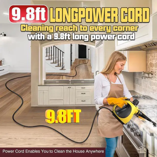 Alt view image 6 of 7 - Pressurized Handheld Steam Cleaner for Home, Multi-Surface Steamer with 12 Accessories, 12.8oz Natural Steamer for Cleaning Car, Bathroom, Shower, Upholstery, Grout, Window, Grime, Grease