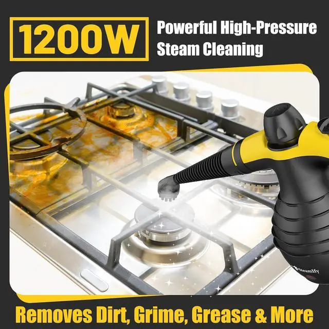 Alt view image 3 of 7 - Pressurized Handheld Steam Cleaner with 10pcs Accessories & Safety Lock, Multi-Purpose & Powerful Home Use Steamer for Cleaning, Car, Bathroom, Shower, Upholstery, Grout, Window, Grime,Grease