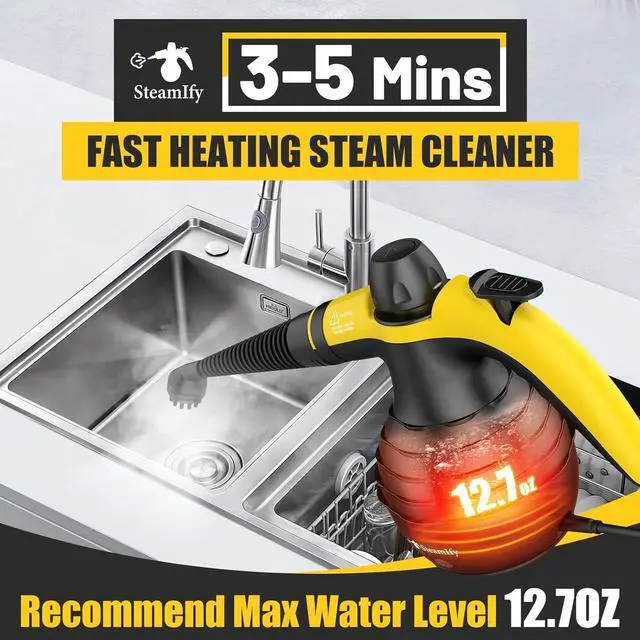 Alt view image 6 of 7 - Pressurized Handheld Steam Cleaner with 10pcs Accessories & Safety Lock, Multi-Purpose & Powerful Home Use Steamer for Cleaning, Car, Bathroom, Shower, Upholstery, Grout, Window, Grime,Grease