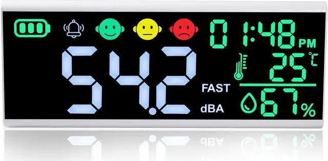 Main image of 30~130dB Sound Level Meter, 13 inches LCD Display Wall Hanging Sound Gauge, Noise Level Detector, Decibel Monitoring Device, Time, Temperature, Humidity for Studio Classroom Home
