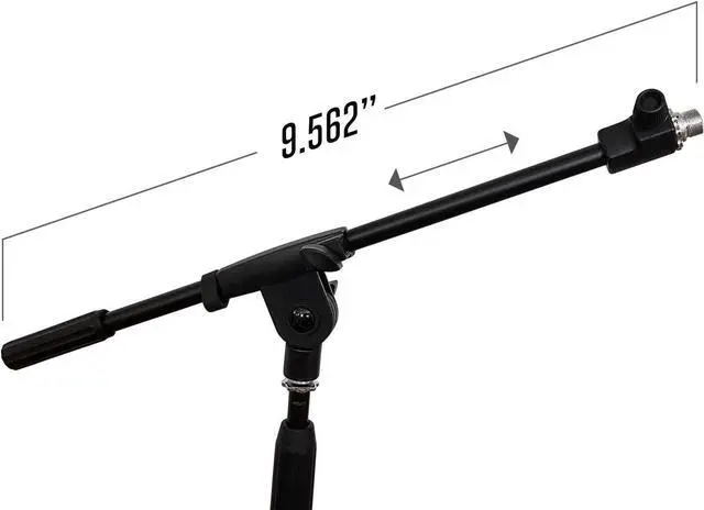 Alt view image 3 of 7 - Low-Profile Microphone Tripod Stand with Boom Arm | Adjustable Height Short Floor Mic Stand with Boom | Kick Drum Mike Stands |Guitar Amp Stands (2-Pack)