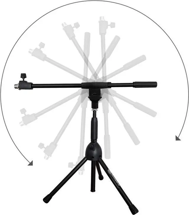 Alt view image 4 of 7 - Low-Profile Microphone Tripod Stand with Boom Arm | Adjustable Height Short Floor Mic Stand with Boom | Kick Drum Mike Stands |Guitar Amp Stands (2-Pack)