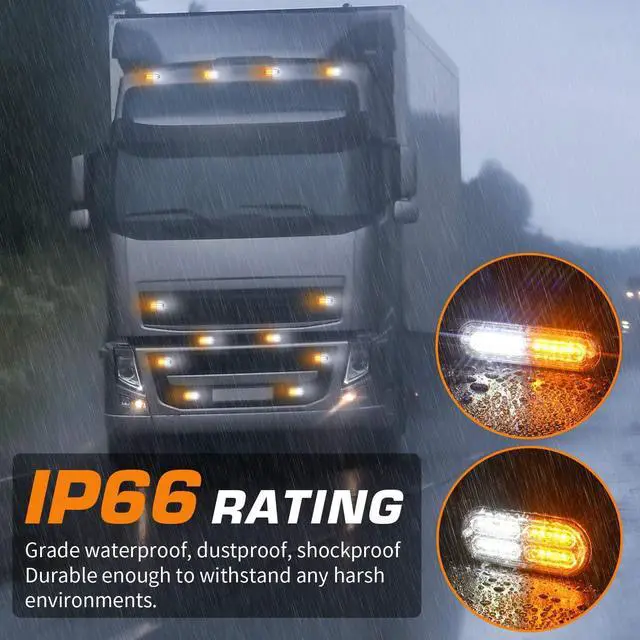 Alt view image 4 of 7 - 8pcs Ultra Slim Sync Feature Car Truck Surface Mount Emergency Hazard Warning Strobe light with Strobe Controller and Wiring Harness (Amber & White)