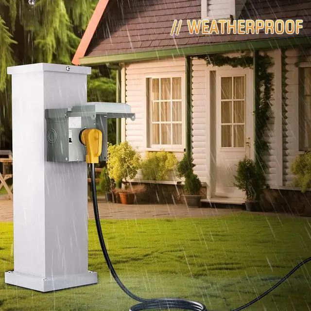 Alt view image 5 of 7 - 30Amp Temporary Power Panel RV Power Outlet Box with Circuit Breaker for 125V/250V,Outdoor Pre-Wired Panel Weatherproof Circuit Breaker Box for RV/EV Electric Generators,etc.