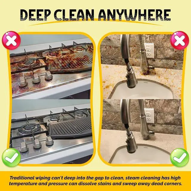 Alt view image 3 of 7 - Steam Cleaner, Pressurized Multi-Surface Handheld Steam Cleaner with Safety Lock, Chemical-Free Steam Cleaner for Home with 10 Accessories, Steamer for Cleaning Floor, Upholstery, Couch, Grout & Car