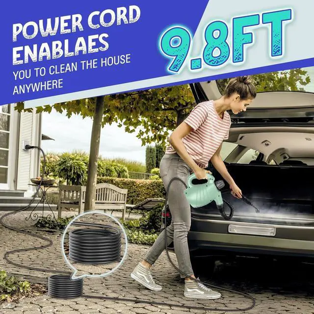 Alt view image 7 of 7 - Steam Cleaner, Pressurized Multi-Surface Handheld Steam Cleaner with Safety Lock, Chemical-Free Steam Cleaner for Home with 10 Accessories, Steamer for Cleaning Floor, Upholstery, Couch, Grout & Car