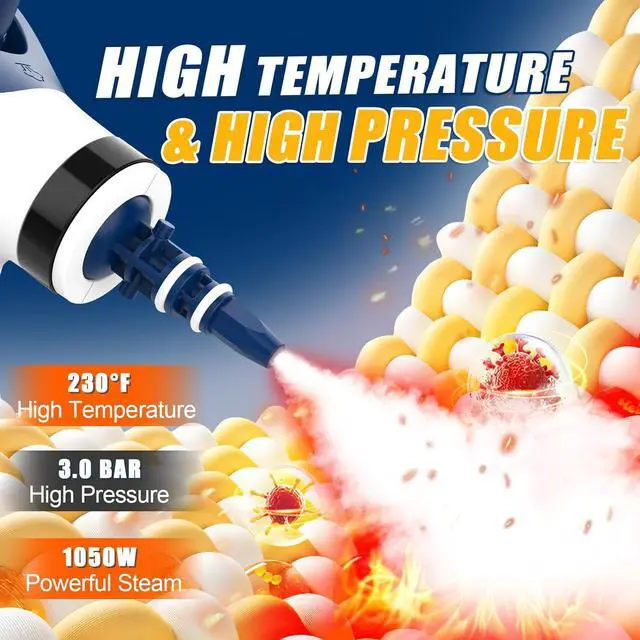 Alt view image 3 of 7 - Handheld Pressurized Steam Cleaner, Multi-Surface Steamer with 9 PCS Accessories for Cleaning,350ML Large Water Tank Multi-Purpose Steamer Upholstery Grout Steam Cleaner for Home, Floor and Furniture