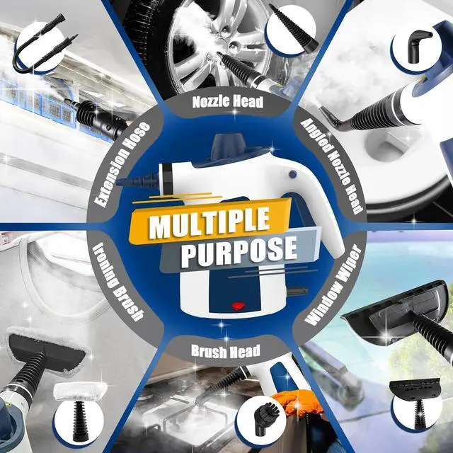 Alt view image 5 of 7 - Handheld Pressurized Steam Cleaner, Multi-Surface Steamer with 9 PCS Accessories for Cleaning,350ML Large Water Tank Multi-Purpose Steamer Upholstery Grout Steam Cleaner for Home, Floor and Furniture