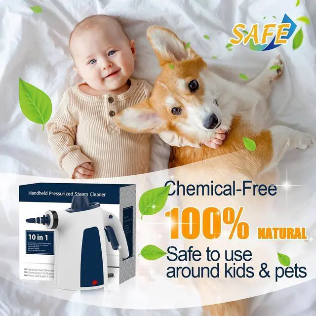 Alt view image 6 of 7 - Handheld Pressurized Steam Cleaner, Multi-Surface Steamer with 9 PCS Accessories for Cleaning,350ML Large Water Tank Multi-Purpose Steamer Upholstery Grout Steam Cleaner for Home, Floor and Furniture