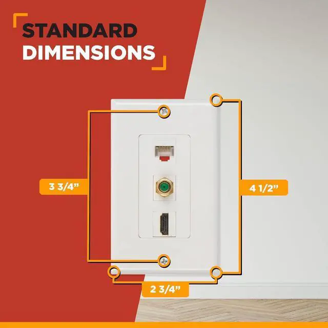 Alt view image 4 of 6 - POINT HDMI, Coax & Ethernet Wall Plate | UL Listed HMDI 2.0, Coax & Cat6 Ethernet RJ45 Port w/Single Gang Mounting Bracket, Perfect for Smart HDTVs and Network Devices (White)  5 Pack