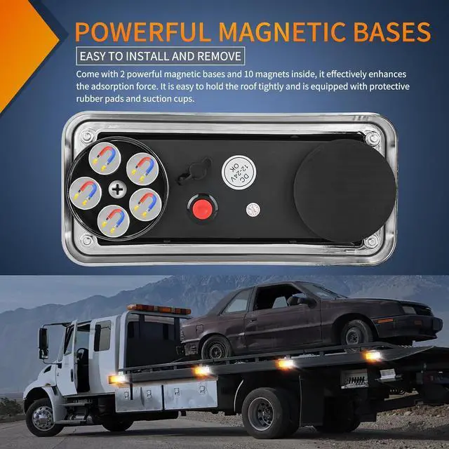 Alt view image 2 of 7 - 2PCS 42LED Amber White Wireless Magnetic Strobe lights Portable Warning Hazard Lights Surface Mount Waterproof 5 Patterns for 12V 24V Cars Trucks Van Off Road Vehicles ATV