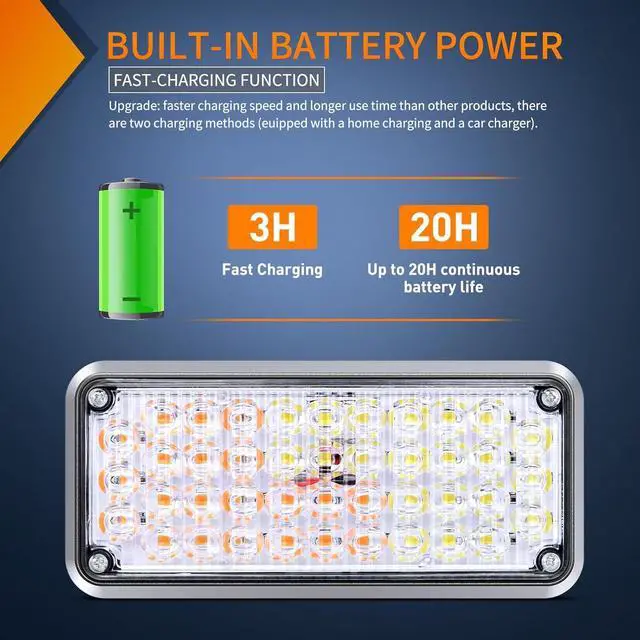 Alt view image 3 of 7 - 2PCS 42LED Amber White Wireless Magnetic Strobe lights Portable Warning Hazard Lights Surface Mount Waterproof 5 Patterns for 12V 24V Cars Trucks Van Off Road Vehicles ATV