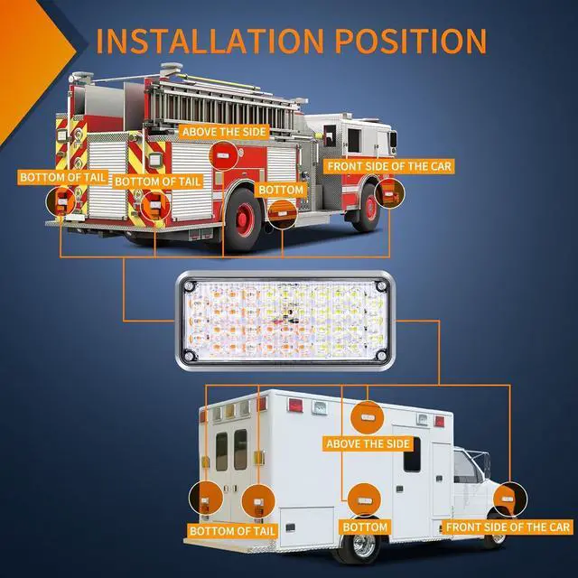 Alt view image 7 of 7 - 2PCS 42LED Amber White Wireless Magnetic Strobe lights Portable Warning Hazard Lights Surface Mount Waterproof 5 Patterns for 12V 24V Cars Trucks Van Off Road Vehicles ATV