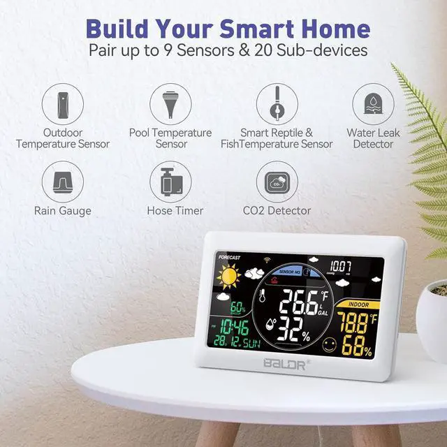 Alt view image 6 of 7 - WiFi Weather Station, Smart Wireless Indoor Outdoor Thermometer with App and Accurate Real-time Forecast, One Remotely Monitor Temperature Sensor Include