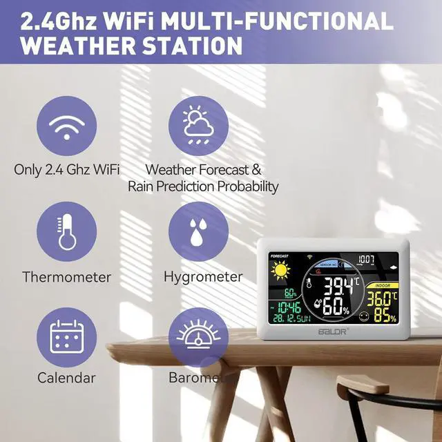 Alt view image 7 of 7 - WiFi Weather Station, Smart Wireless Indoor Outdoor Thermometer with App and Accurate Real-time Forecast, One Remotely Monitor Temperature Sensor Include