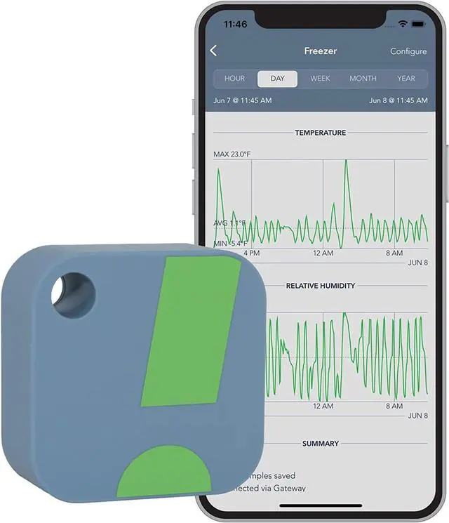 Alt view image 2 of 7 - HT1 Wireless Digital Thermometer/Hygrometer for iPhone/Android. USA Developed and Supported Humidity/Temperature/Dewpoint/VPD Monitor/Logger. Indoor/Outdoor Smart Sensor with Alerts