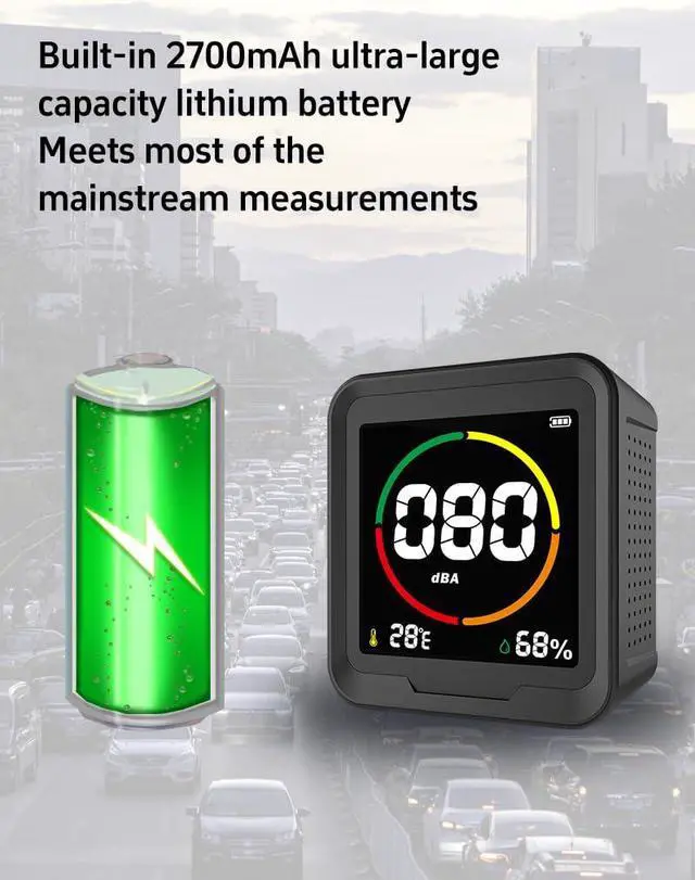 Alt view image 5 of 7 - Upgraded 3-in-1 Decibel Meter(Temp, Humidity and Sound Level), Sound Level Meter with High Clear Backlit LCD Screen, Portable SPL Meter Range 30dBA-110dBA, Use for Home, Noisy Neighbor