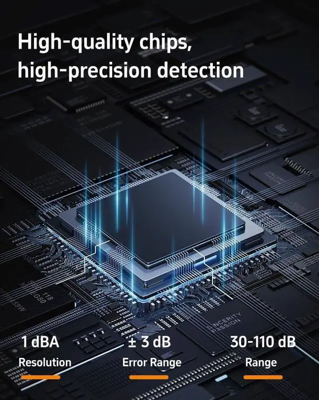 Alt view image 6 of 7 - Upgraded 3-in-1 Decibel Meter(Temp, Humidity and Sound Level), Sound Level Meter with High Clear Backlit LCD Screen, Portable SPL Meter Range 30dBA-110dBA, Use for Home, Noisy Neighbor