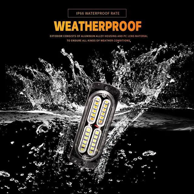 Alt view image 4 of 7 - 8-pcs Sync Feature LED Emergency Strobe Lights Ultra Slim Grille Surface Mount Flashing Warning Hazard Light Bar w/Controller for Construction, Firefighter, Trucks, Vehicles, Car (Amber/White)