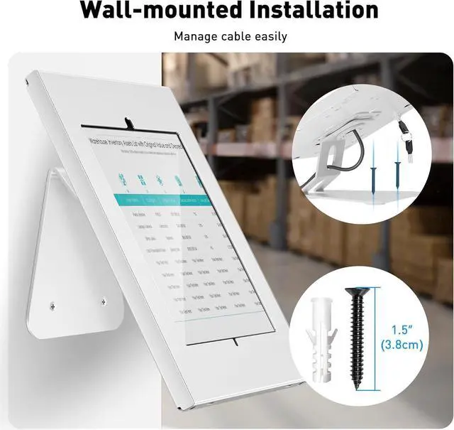 Alt view image 5 of 7 - Anti-Theft Tablet Stand  iPad Locking & Security Stand, Countertop & Wall Mount POS Stand, 360° Swivel Kiosk Stand for iPad/iPad Air/iPad Pro  Ideal for Retail Business (White)