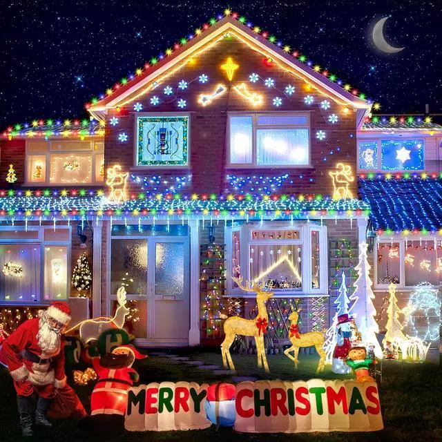 Alt view image 7 of 7 - Christmas Lights Outdoor, 394FT 1000LED Christmas Lights with 8 Modes and Timer Memory Function Christmas String Lights Waterproof Plug in for Xmas Tree Wedding Party Holiday Decor