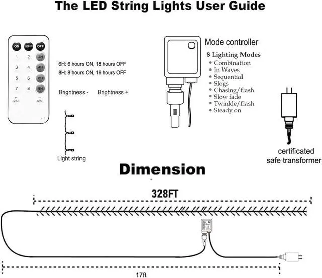 Alt view image 2 of 7 - Bright Outdoor Christmas String Lights, 1000 LED 328 FT Plug in Fairy Light with Remote Control 8 Modes & Timer, Waterproof Decoration for Home Garden Yard Xmas Wedding, Multi-Colored