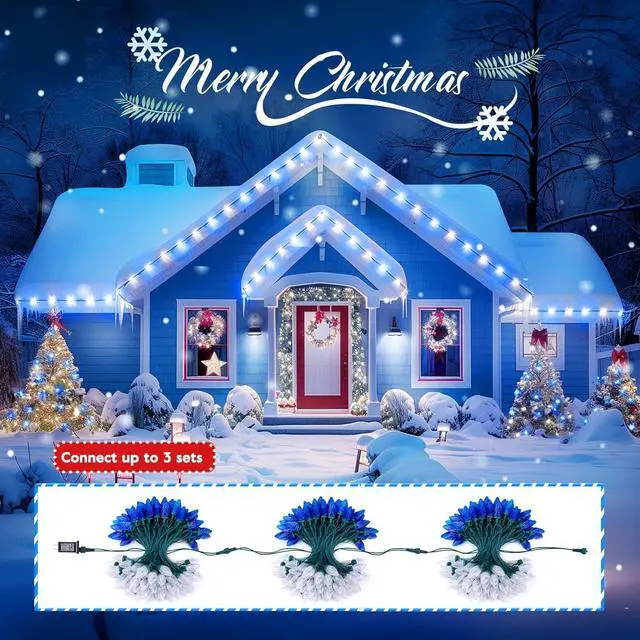 Alt view image 5 of 7 - C9 LED Christmas String Lights - 82ft 100 LED Outdoor String Lights with Timer and 8 Lighting Modes, Plug in Extendable Roofline Lights String for Outside Yard Porch Christmas Holiday Decoration
