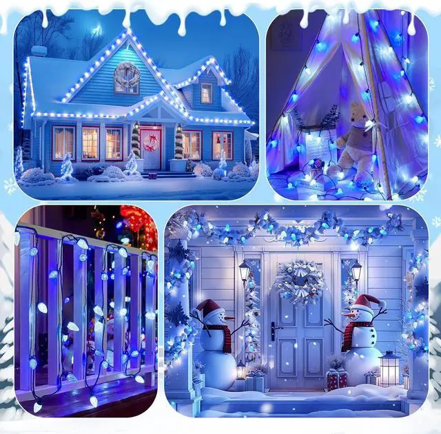 Alt view image 6 of 7 - C9 LED Christmas String Lights - 82ft 100 LED Outdoor String Lights with Timer and 8 Lighting Modes, Plug in Extendable Roofline Lights String for Outside Yard Porch Christmas Holiday Decoration