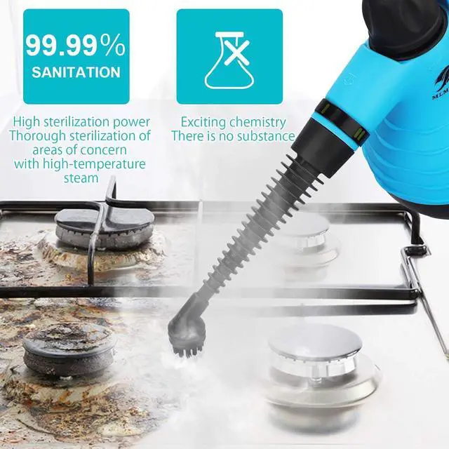 Alt view image 4 of 7 - Handheld Steam Cleaner, Multipurpose Portable Upholstery Steamer with Safety Lock and 9 Accessory Kit for Carpet, Couch, Clothes, Mattress, Car Seats, Kitchen, Floor Steamer Cleaning, Blue