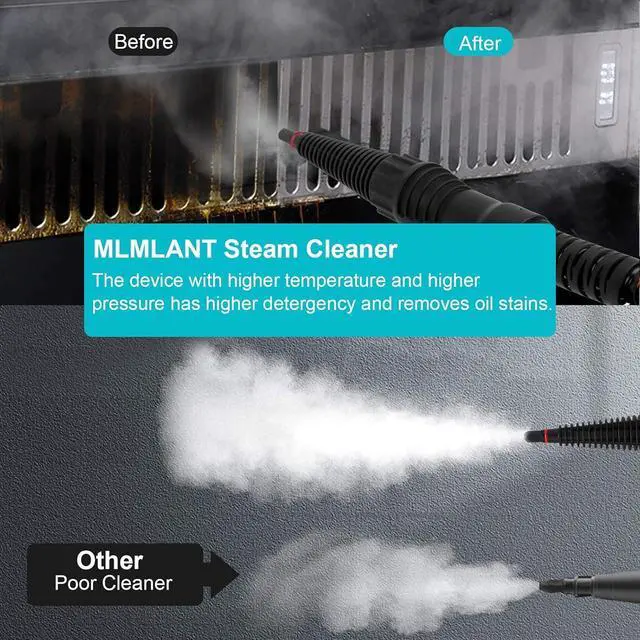 Alt view image 5 of 7 - Handheld Steam Cleaner, Multipurpose Portable Upholstery Steamer with Safety Lock and 9 Accessory Kit for Carpet, Couch, Clothes, Mattress, Car Seats, Kitchen, Floor Steamer Cleaning, Blue