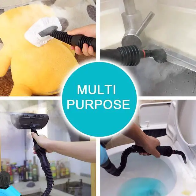 Alt view image 7 of 7 - Handheld Steam Cleaner, Multipurpose Portable Upholstery Steamer with Safety Lock and 9 Accessory Kit for Carpet, Couch, Clothes, Mattress, Car Seats, Kitchen, Floor Steamer Cleaning, Blue