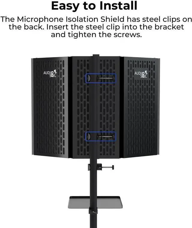 Alt view image 5 of 6 - Professional Recording Microphone Isolation Shield - High-Density Acoustic Foam, Adjustable Foldable Design, Portable Sound Absorbing Panel for Studio Recording and Voiceovers