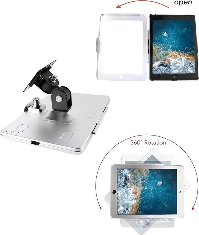 Alt view image 6 of 7 - on Wall Mount Bracket for iPad 9.7"(6th,5th,Gen.), 9.7" Air1&2,9.7" Pro,Excluding 9.7"(1th,2th,3th,4th,Gen.),with Lock, Multi Angle,(Silver)