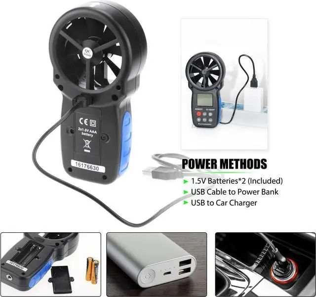 Alt view image 5 of 7 - Digital Anemometer AI-100APP Wind Speed Measuring Device Android/iPhone Compatible W/Data Logging for Air Flow Velocity Wind Temperature Wind Chill Gauge Tester