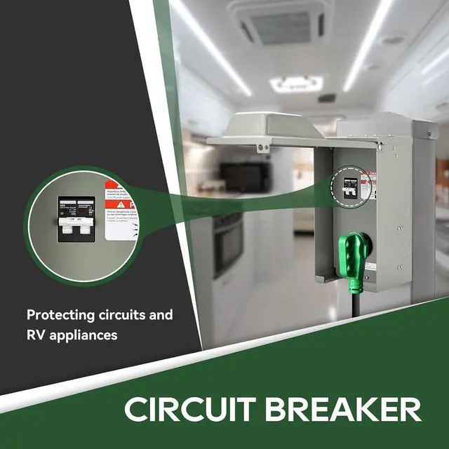 Alt view image 2 of 7 - 50 Amp RV Power Outlet Box with Breaker, ETL Listed Waterproof Enclosure Pre-Wired RV Receptacle,Type 3R Lockable Electrical Power Box for RV, Camper, Travel Trailer