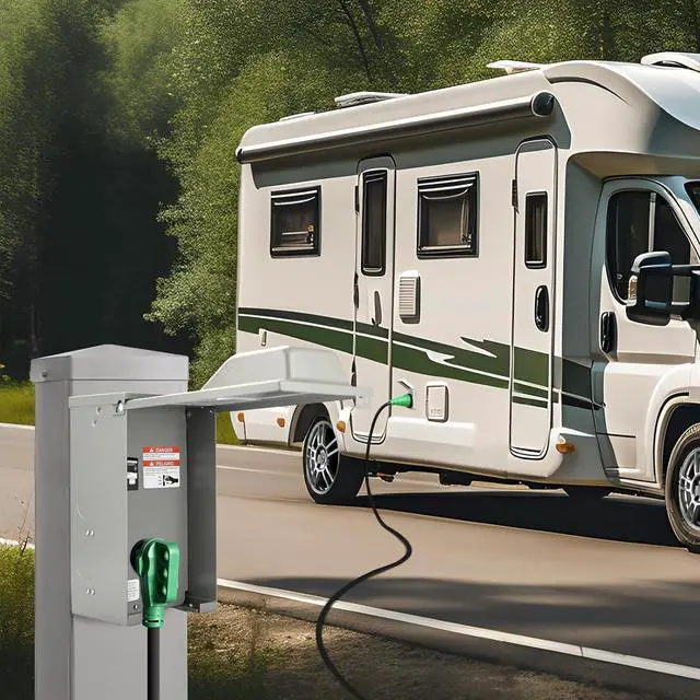 Alt view image 6 of 7 - 50 Amp RV Power Outlet Box with Breaker, ETL Listed Waterproof Enclosure Pre-Wired RV Receptacle,Type 3R Lockable Electrical Power Box for RV, Camper, Travel Trailer