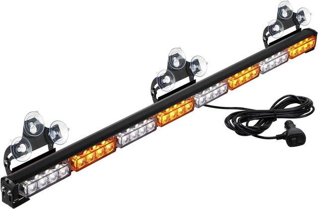 Main image of 32LED Traffic Advisor Light Bar Warning Emergency Strobe Light Bar Directional Flashing Emergency Caution Lighting Led Safety Lights with 16 ft Straight Cord (Amber/White)