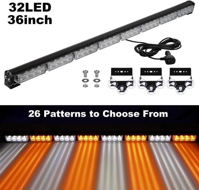 Alt view image 2 of 6 - 32LED Traffic Advisor Light Bar Warning Emergency Strobe Light Bar Directional Flashing Emergency Caution Lighting Led Safety Lights with 16 ft Straight Cord (Amber/White)
