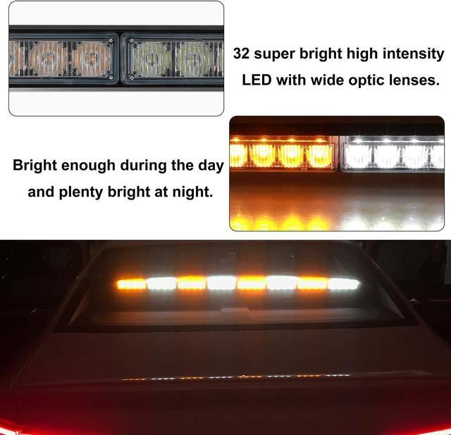 Alt view image 3 of 6 - 32LED Traffic Advisor Light Bar Warning Emergency Strobe Light Bar Directional Flashing Emergency Caution Lighting Led Safety Lights with 16 ft Straight Cord (Amber/White)