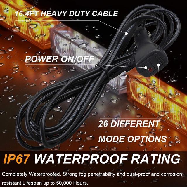 Alt view image 6 of 6 - 32LED Traffic Advisor Light Bar Warning Emergency Strobe Light Bar Directional Flashing Emergency Caution Lighting Led Safety Lights with 16 ft Straight Cord (Amber/White)