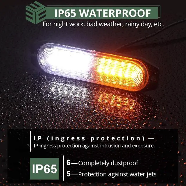 Alt view image 3 of 7 - LED Surface Mount Strobe Lights Kit,White Amber Flashing Car Truck Strobe Lights,8pcs Surface Mount Emergency Warning Flashing Strobe Lights,30 Strobe Mode,Memory Function,12V,24V,Waterproof