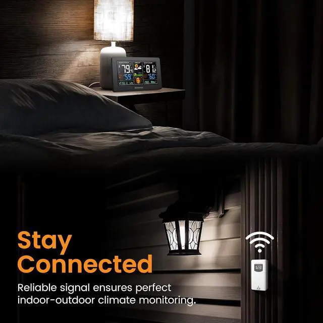 Alt view image 5 of 6 - Weather Station Wireless Indoor Outdoor Thermometer, Color Display Digital Weather Thermometer with Atomic Clock, Barometric Pressure, Forecast Station with Adjustable Backlight, Black